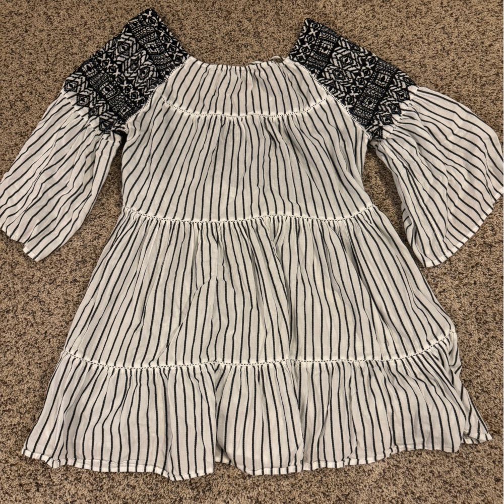 Free People Striped Black and White tunic top or short dress. Size L